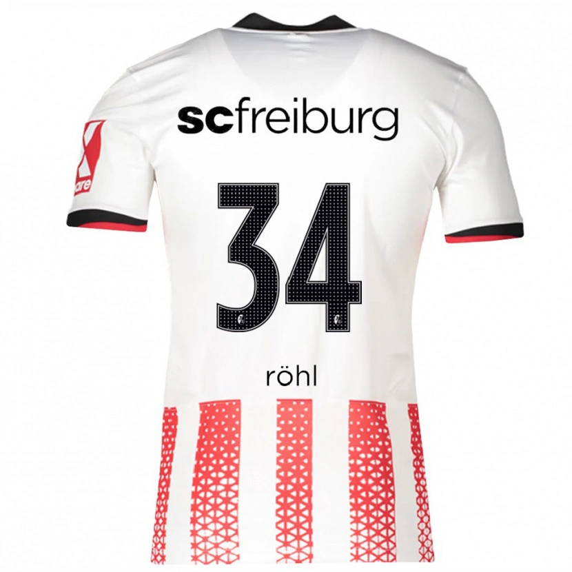 Danxen Kvinnor Merlin Röhl #34 Vit Röd Hemmatröja Matchtröjor 2025/26 Tröjor T-Tröja