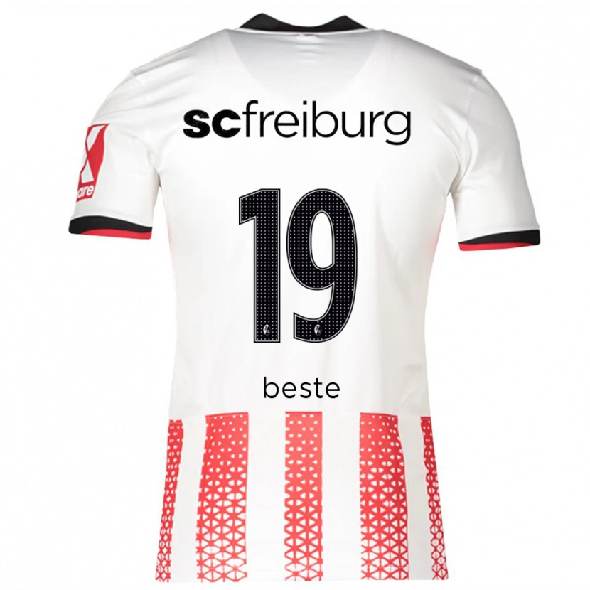 Danxen Kvinnor Niklas Beste #19 Vit Röd Hemmatröja Matchtröjor 2025/26 Tröjor T-Tröja