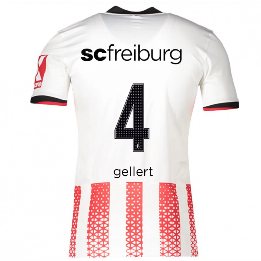 Danxen Kvinnor Fabian Gellert #4 Vit Röd Hemmatröja Matchtröjor 2025/26 Tröjor T-Tröja