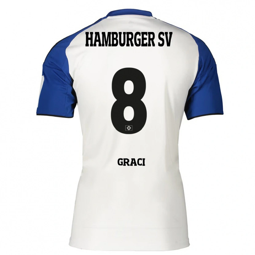 Danxen Kvinnor Massimo Graci #8 Vit Blå Hemmatröja Matchtröjor 2025/26 Tröjor T-Tröja