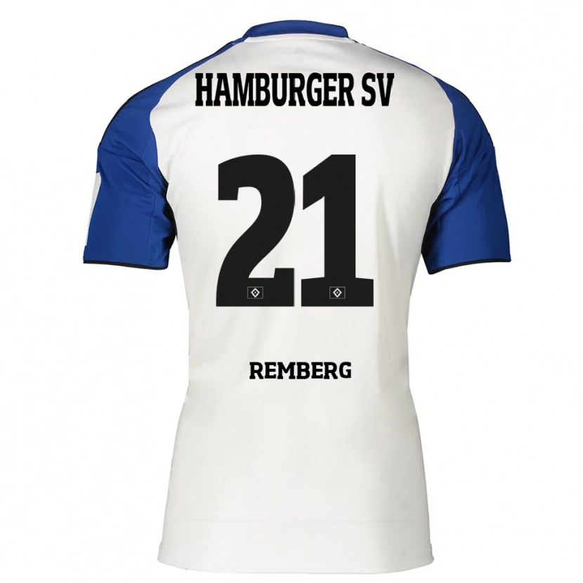 Danxen Kvinnor Nicolai Remberg #21 Vit Blå Hemmatröja Matchtröjor 2025/26 Tröjor T-Tröja