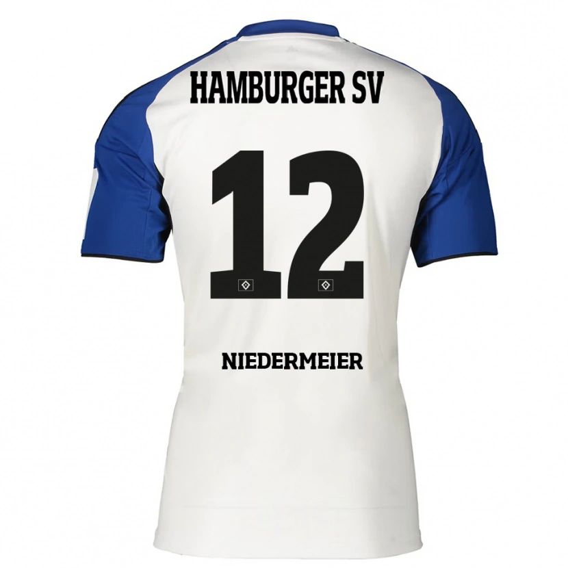 Danxen Kvinnor Philipp Niedermeier #12 Vit Blå Hemmatröja Matchtröjor 2025/26 Tröjor T-Tröja