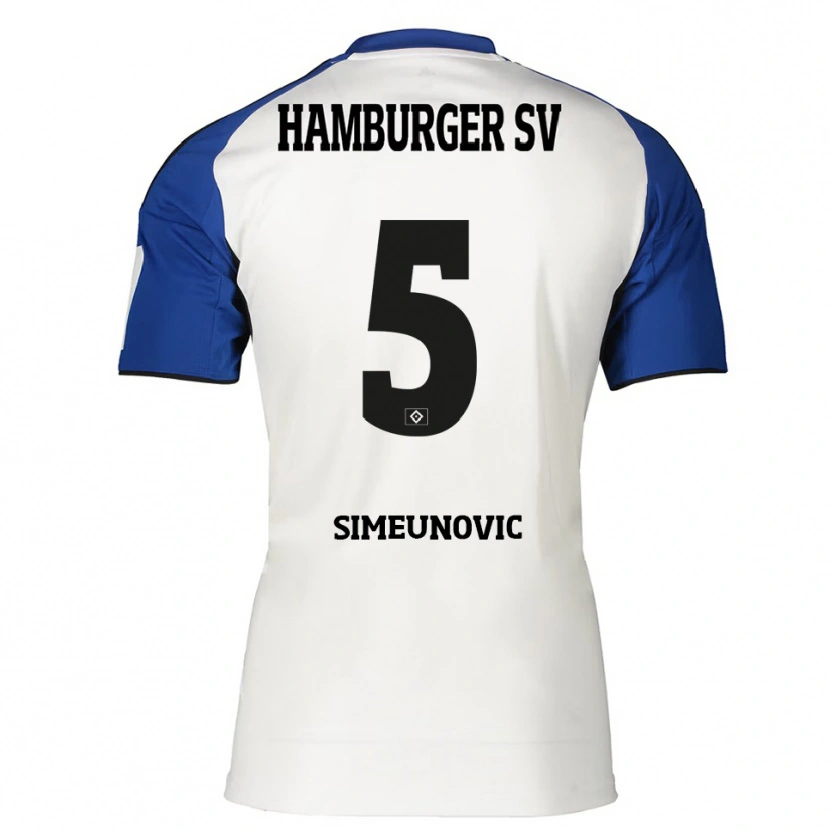 Danxen Kvinnor Denis Simeunovic #5 Vit Blå Hemmatröja Matchtröjor 2025/26 Tröjor T-Tröja