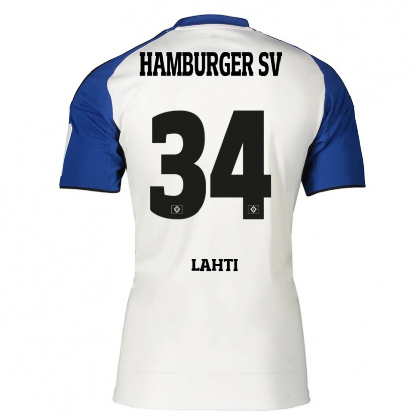 Danxen Kvinnor Elias Lahti #34 Vit Blå Hemmatröja Matchtröjor 2025/26 Tröjor T-Tröja