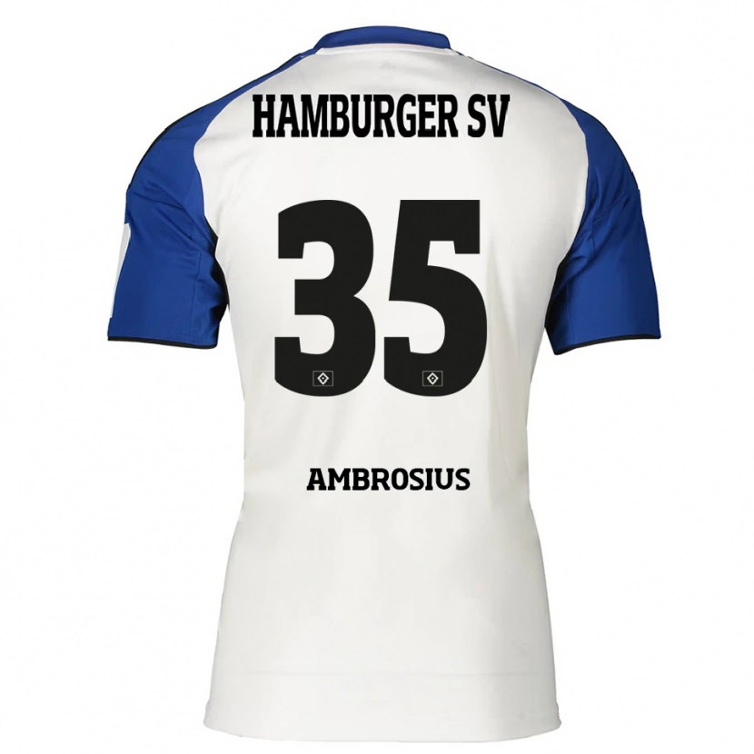Danxen Kvinnor Stephan Ambrosius #35 Vit Blå Hemmatröja Matchtröjor 2025/26 Tröjor T-Tröja