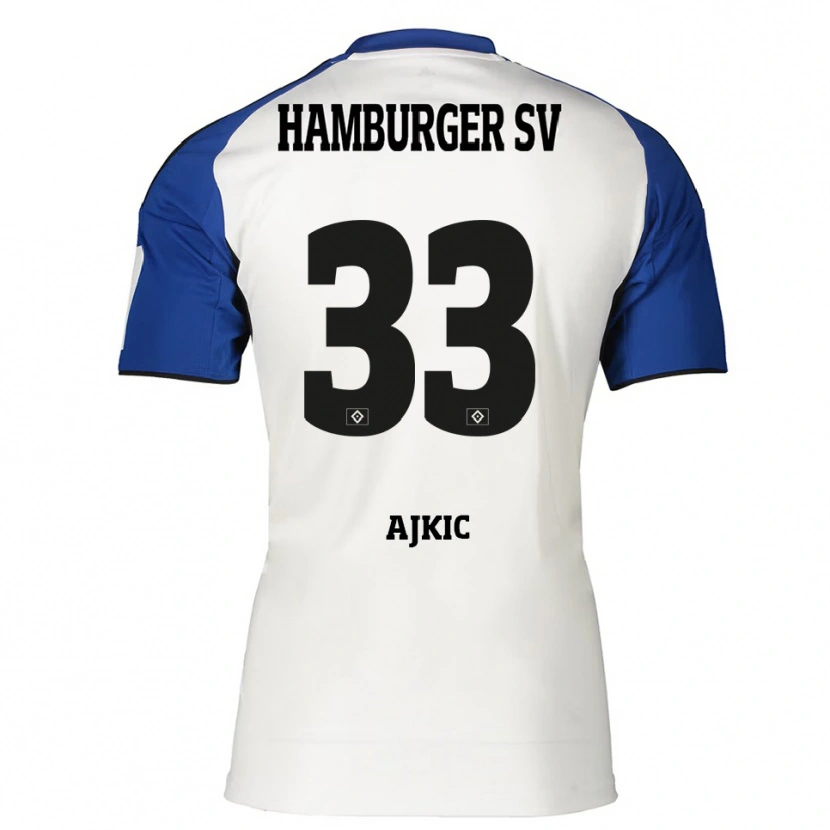 Danxen Kvinnor Selim Ajkic #33 Vit Blå Hemmatröja Matchtröjor 2025/26 Tröjor T-Tröja