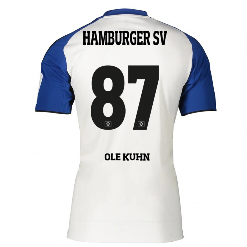 Danxen Kvinnor Niklas Ole Kühn #87 Vit Blå Hemmatröja Matchtröjor 2025/26 Tröjor T-Tröja