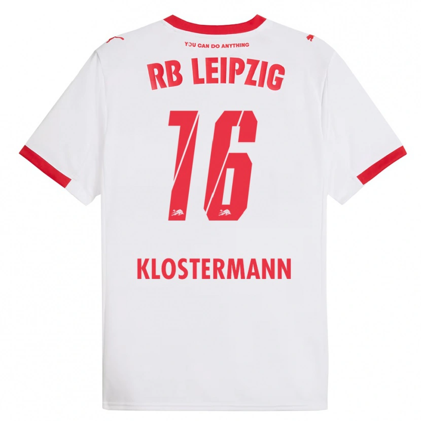 Danxen Kvinnor Lukas Klostermann #16 Vit Röd Hemmatröja Matchtröjor 2025/26 Tröjor T-Tröja