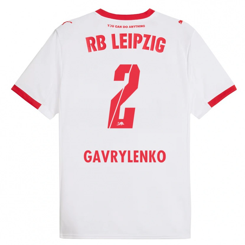 Danxen Kvinnor Oleksandr Gavrylenko #2 Vit Röd Hemmatröja Matchtröjor 2025/26 Tröjor T-Tröja