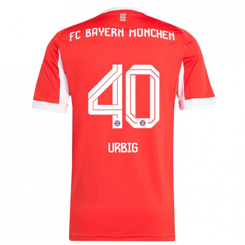 Danxen Kvinnor Jonas Urbig #40 Röd Vit Hemmatröja Matchtröjor 2025/26 Tröjor T-Tröja