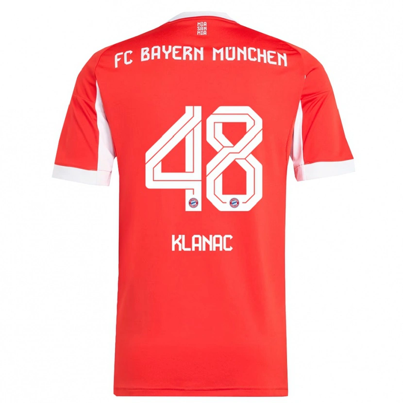 Danxen Kvinnor Leon Klanac #48 Röd Vit Hemmatröja Matchtröjor 2025/26 Tröjor T-Tröja