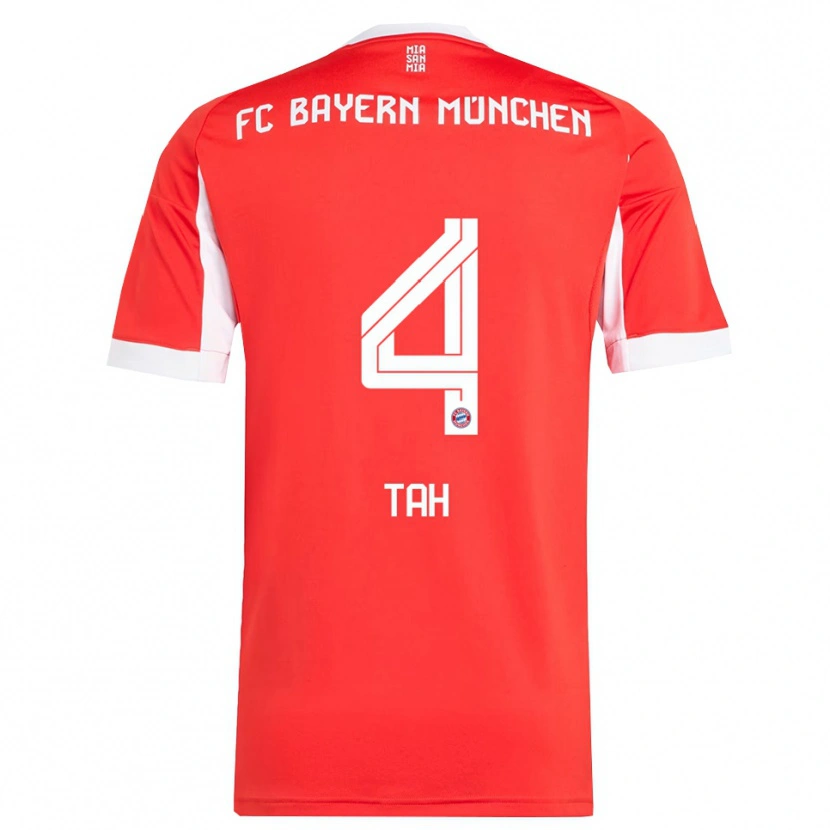 Danxen Kvinnor Jonathan Tah #4 Röd Vit Hemmatröja Matchtröjor 2025/26 Tröjor T-Tröja