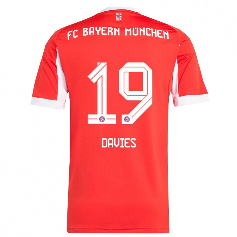 Danxen Kvinnor Alphonso Davies #19 Röd Vit Hemmatröja Matchtröjor 2025/26 Tröjor T-Tröja