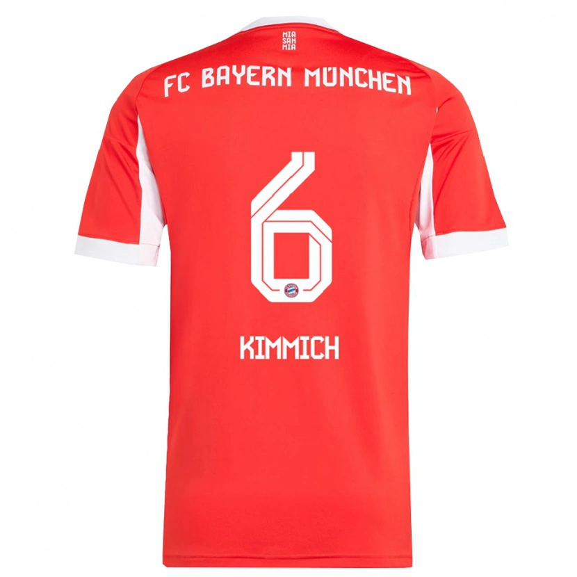 Danxen Kvinnor Joshua Kimmich #6 Röd Vit Hemmatröja Matchtröjor 2025/26 Tröjor T-Tröja
