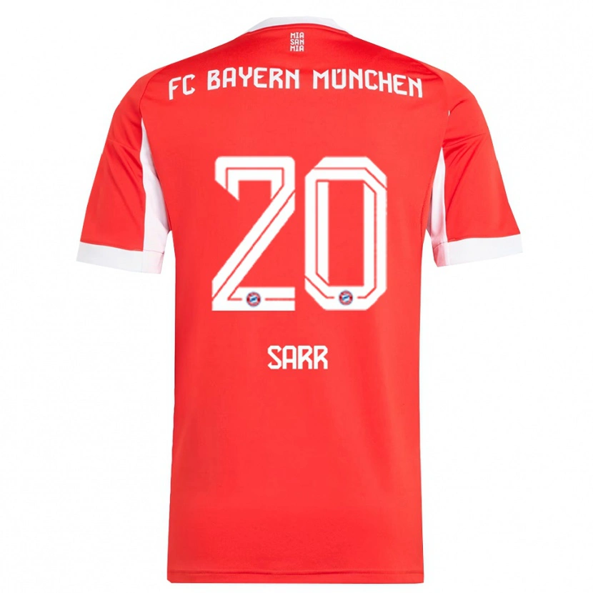 Danxen Kvinnor Bouna Sarr #20 Röd Vit Hemmatröja Matchtröjor 2025/26 Tröjor T-Tröja