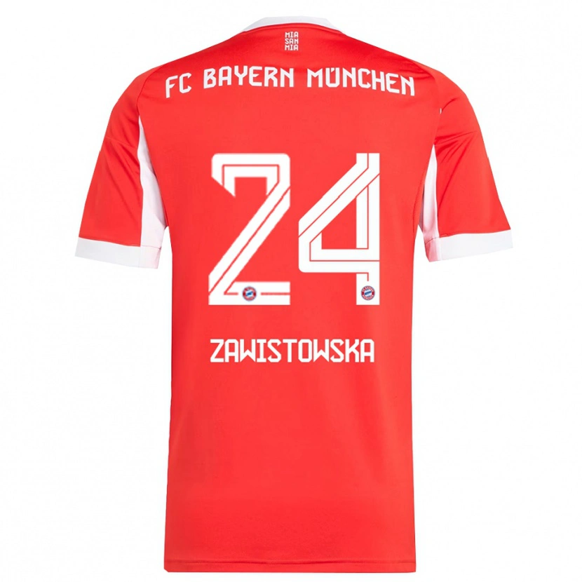 Danxen Kvinnor Weronika Zawistowska #24 Röd Vit Hemmatröja Matchtröjor 2025/26 Tröjor T-Tröja