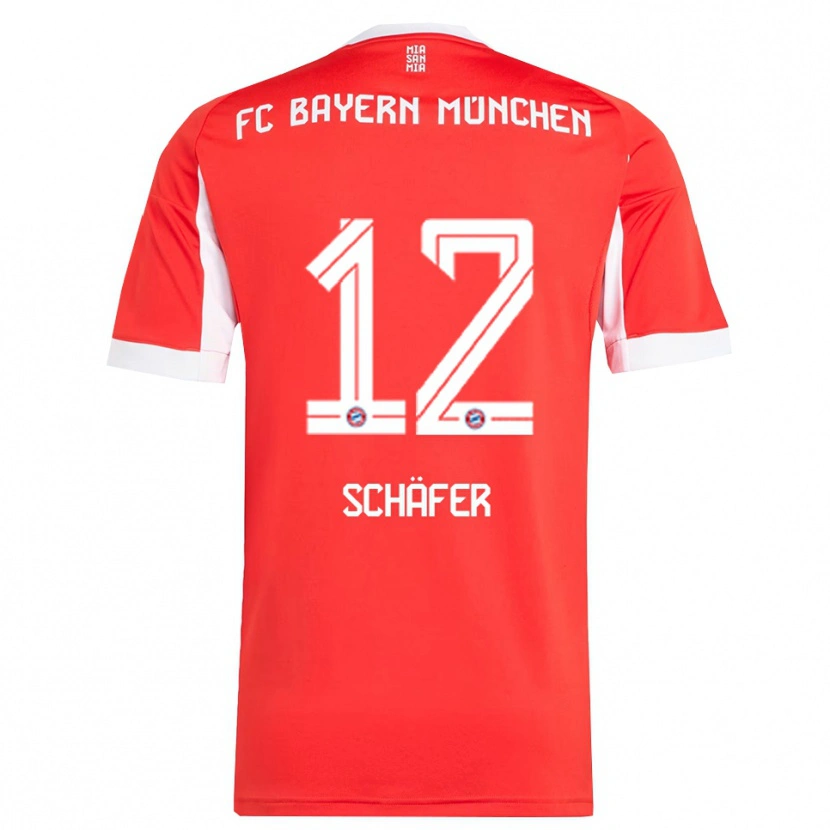 Danxen Kvinnor Luis Schäfer #12 Röd Vit Hemmatröja Matchtröjor 2025/26 Tröjor T-Tröja