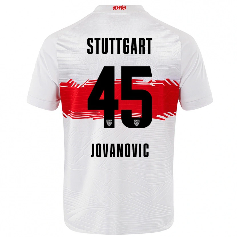 Danxen Kvinnor Lazar Jovanovic #45 Vit Röd Hemmatröja Matchtröjor 2025/26 Tröjor T-Tröja