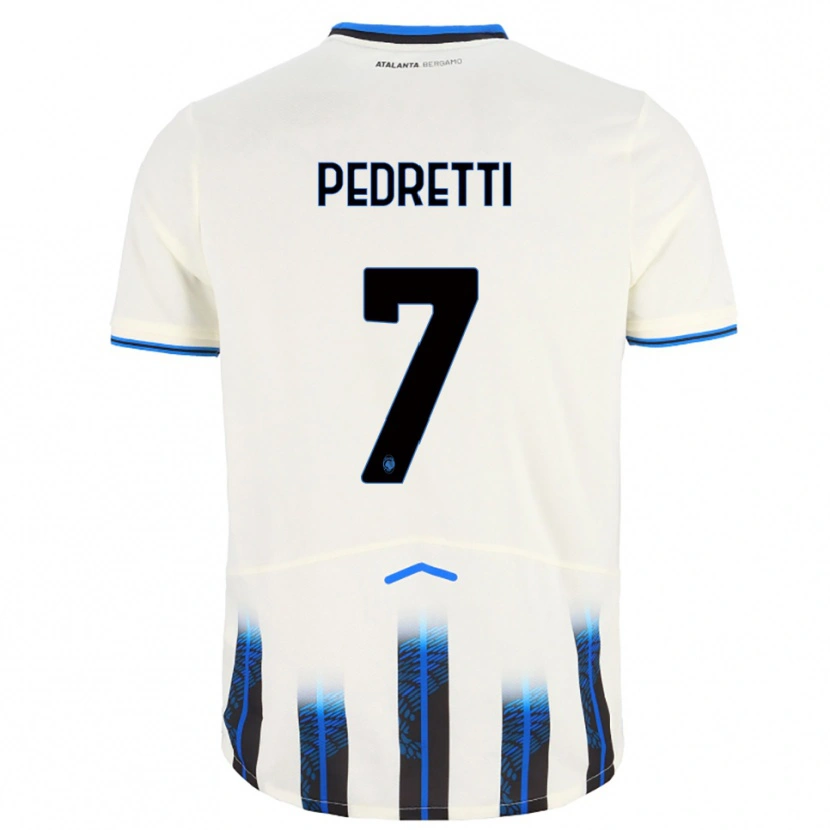 Danxen Kvinnor Mattia Pedretti #7 Vit Blå Bortatröja Matchtröjor 2025/26 Tröjor T-Tröja