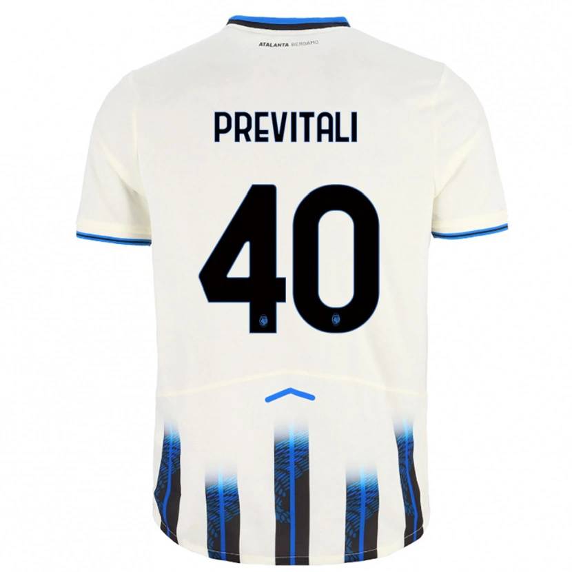 Danxen Kvinnor Cristian Previtali #40 Vit Blå Bortatröja Matchtröjor 2025/26 Tröjor T-Tröja