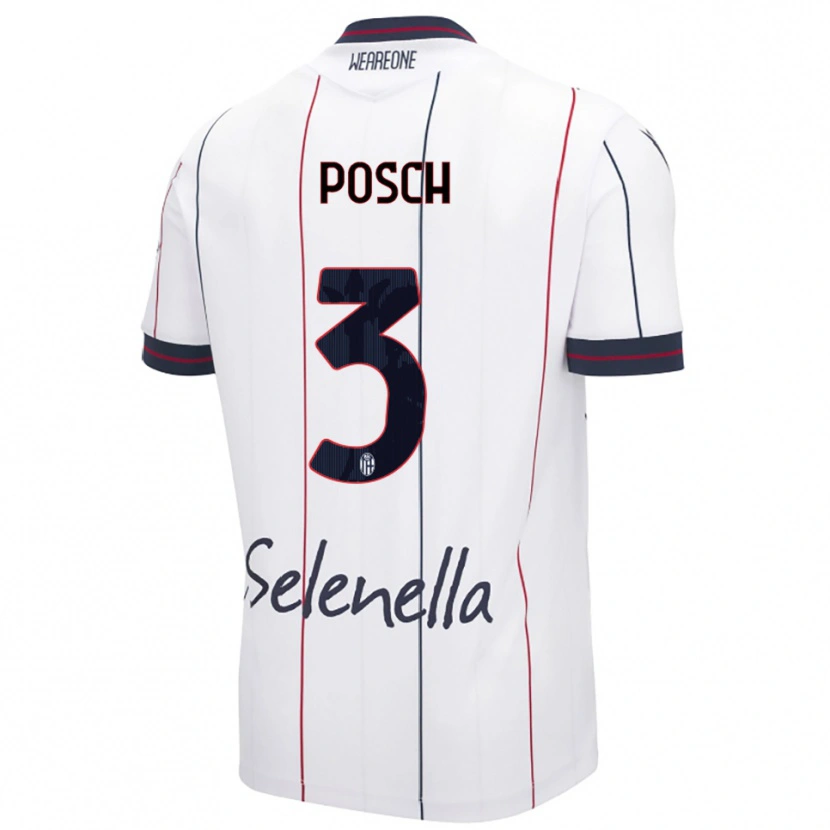 Danxen Kvinnor Stefan Posch #3 Vit Kungsblå Bortatröja Matchtröjor 2025/26 Tröjor T-Tröja