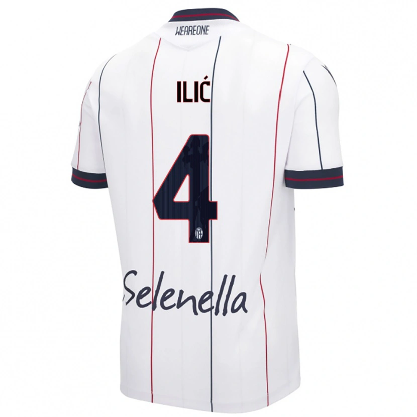 Danxen Kvinnor Mihajlo Ilić #4 Vit Kungsblå Bortatröja Matchtröjor 2025/26 Tröjor T-Tröja