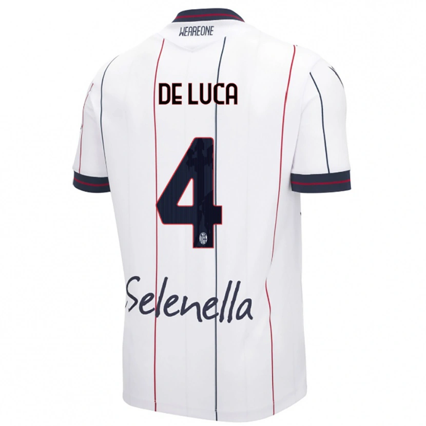 Danxen Kvinnor Alessandro De Luca #4 Vit Kungsblå Bortatröja Matchtröjor 2025/26 Tröjor T-Tröja