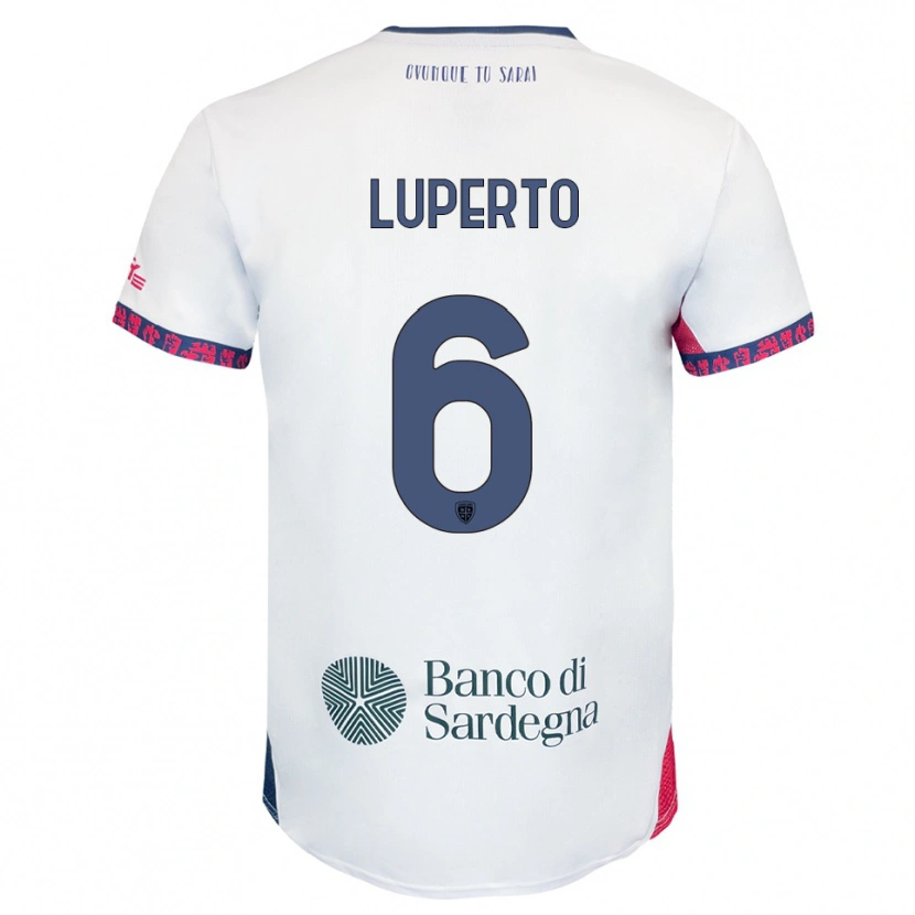 Danxen Kvinnor Sebastiano Luperto #6 Vit Marinblå Röd Bortatröja Matchtröjor 2025/26 Tröjor T-Tröja