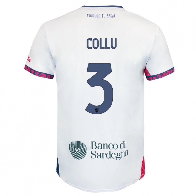Danxen Kvinnor Davide Collu #3 Vit Marinblå Röd Bortatröja Matchtröjor 2025/26 Tröjor T-Tröja