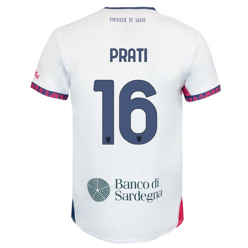 Danxen Kvinnor Matteo Prati #16 Vit Marinblå Röd Bortatröja Matchtröjor 2025/26 Tröjor T-Tröja