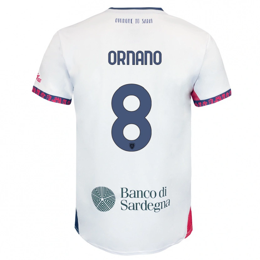 Danxen Kvinnor Marco Ornano #8 Vit Marinblå Röd Bortatröja Matchtröjor 2025/26 Tröjor T-Tröja