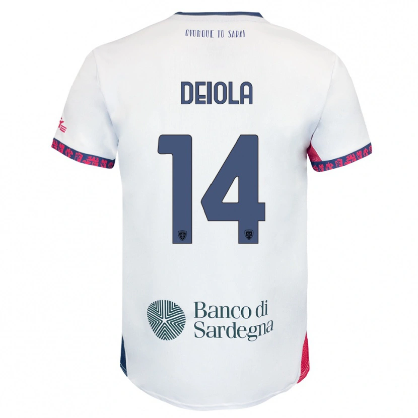 Danxen Kvinnor Alessandro Deiola #14 Vit Marinblå Röd Bortatröja Matchtröjor 2025/26 Tröjor T-Tröja