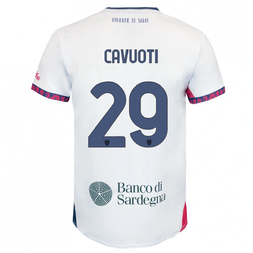 Danxen Kvinnor Nicolò Cavuoti #29 Vit Marinblå Röd Bortatröja Matchtröjor 2025/26 Tröjor T-Tröja