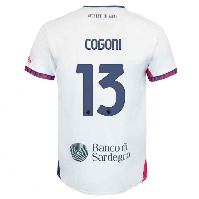 Danxen Kvinnor Andrea Cogoni #13 Vit Marinblå Röd Bortatröja Matchtröjor 2025/26 Tröjor T-Tröja