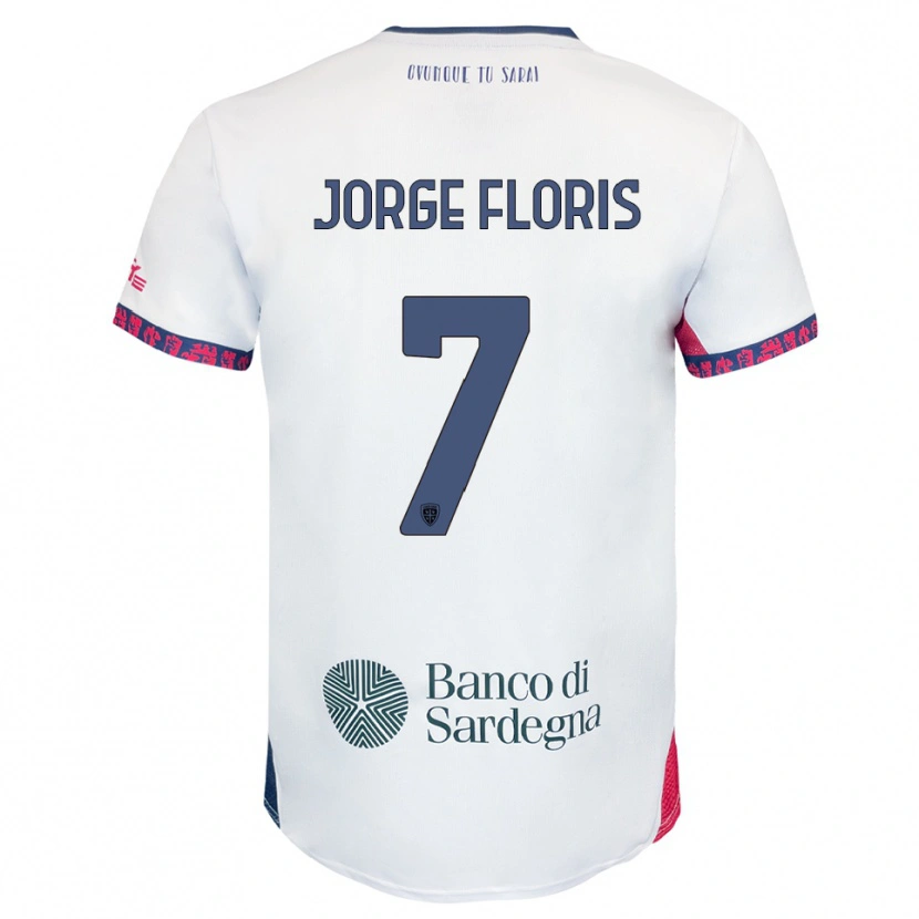 Danxen Kvinnor Nicolò Jorge Floris #7 Vit Marinblå Röd Bortatröja Matchtröjor 2025/26 Tröjor T-Tröja
