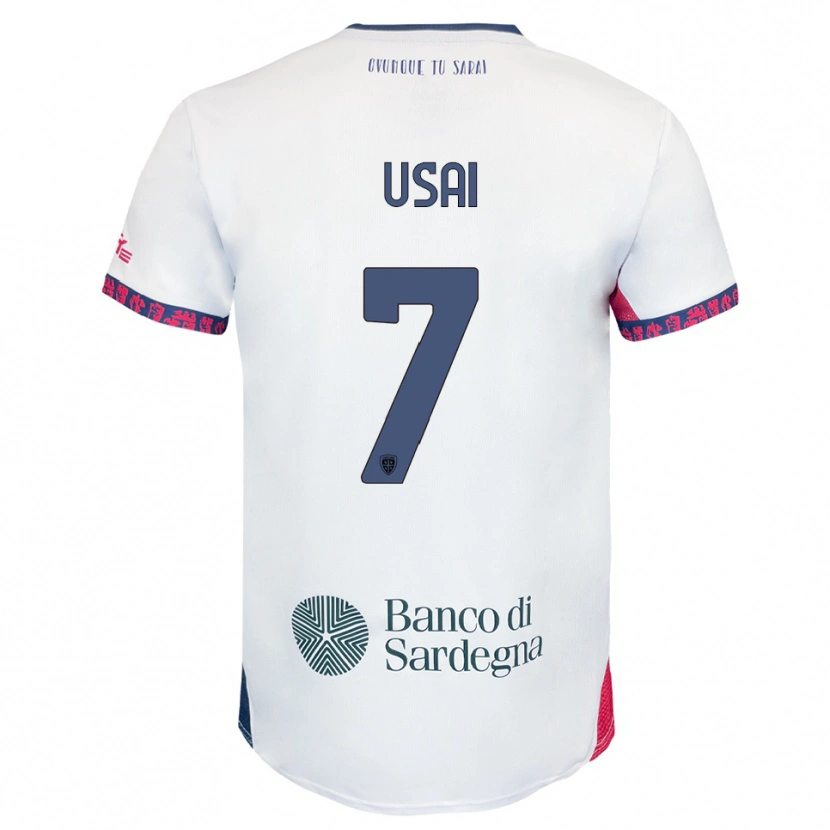 Danxen Kvinnor Carlo Usai #7 Vit Marinblå Röd Bortatröja Matchtröjor 2025/26 Tröjor T-Tröja