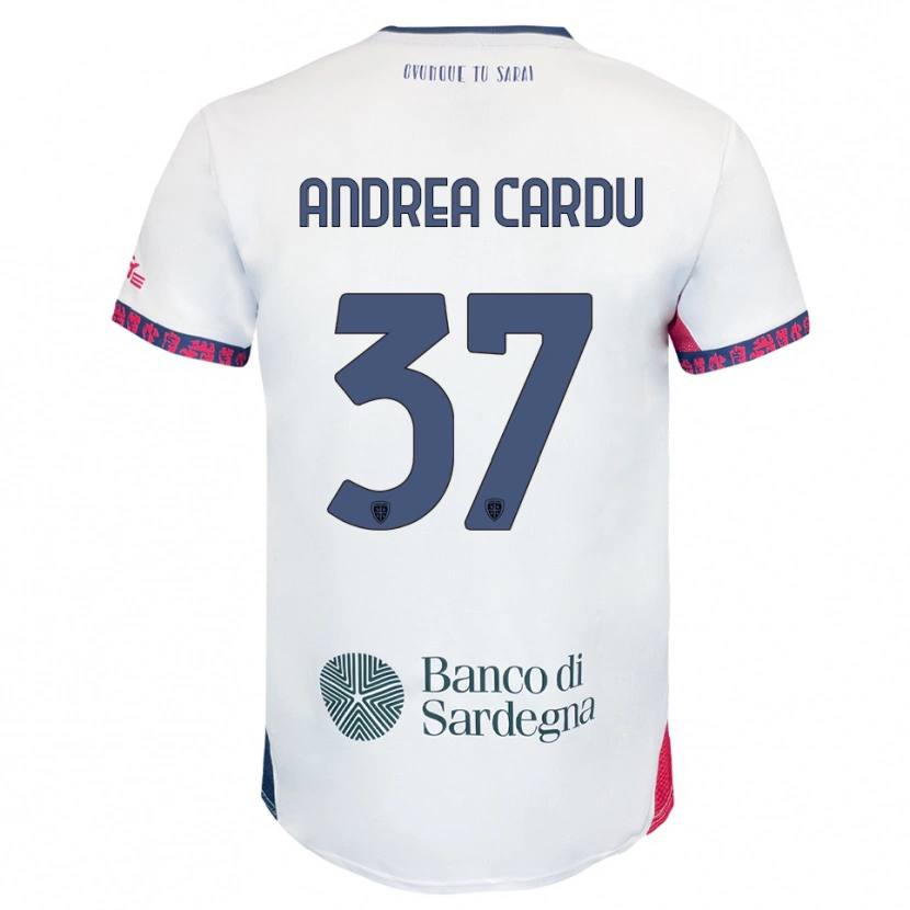 Danxen Kvinnor Giovanni Andrea Cardu #37 Vit Marinblå Röd Bortatröja Matchtröjor 2025/26 Tröjor T-Tröja