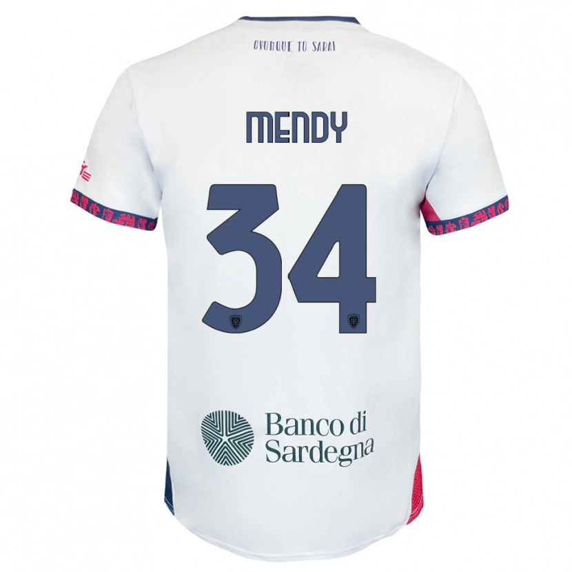 Danxen Kvinnor Paul Mendy #34 Vit Marinblå Röd Bortatröja Matchtröjor 2025/26 Tröjor T-Tröja
