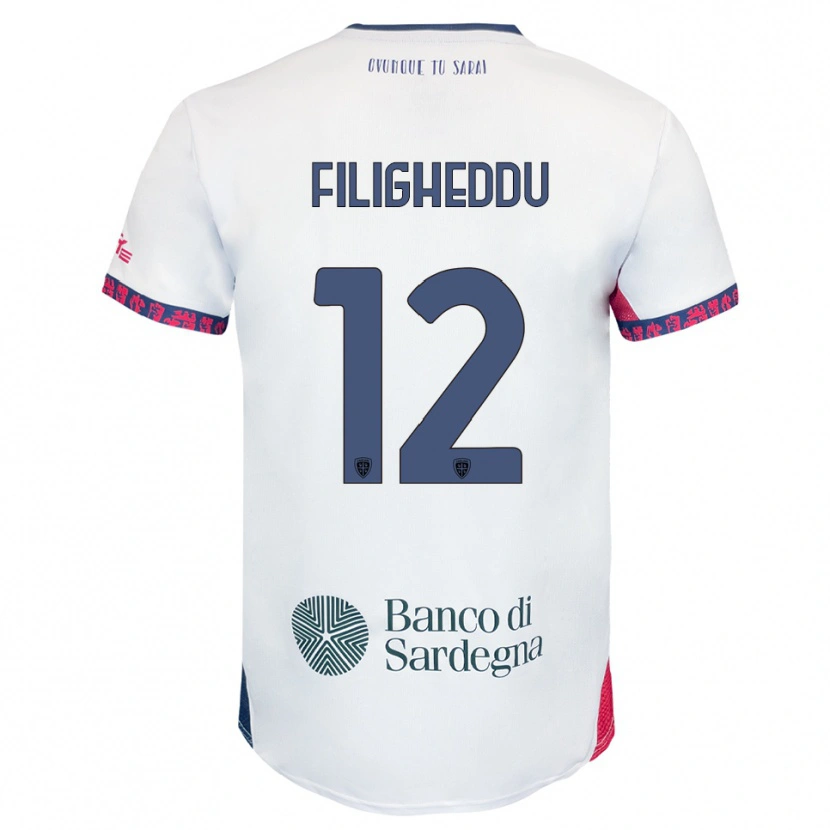 Danxen Kvinnor Daniele Filigheddu #12 Vit Marinblå Röd Bortatröja Matchtröjor 2025/26 Tröjor T-Tröja