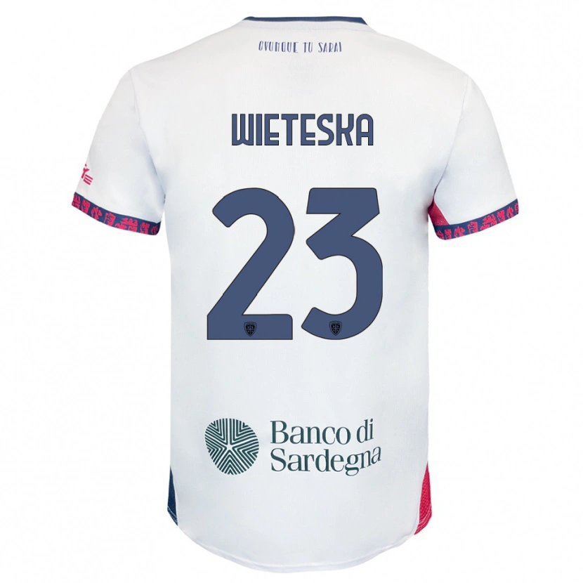 Danxen Kvinnor Mateusz Wieteska #23 Vit Marinblå Röd Bortatröja Matchtröjor 2025/26 Tröjor T-Tröja