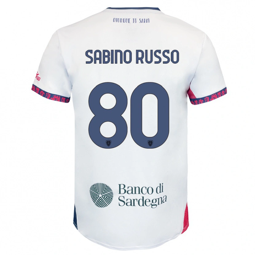 Danxen Kvinnor Alessandro Sabino Russo #80 Vit Marinblå Röd Bortatröja Matchtröjor 2025/26 Tröjor T-Tröja