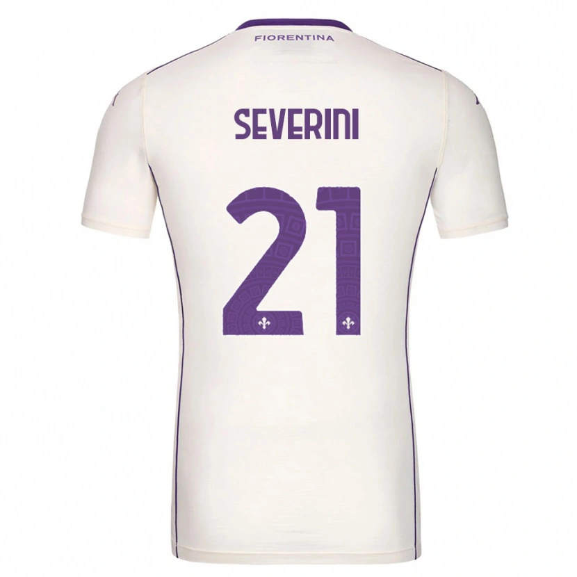 Danxen Kvinnor Emma Severini #21 Vit Lila Röd Bortatröja Matchtröjor 2025/26 Tröjor T-Tröja