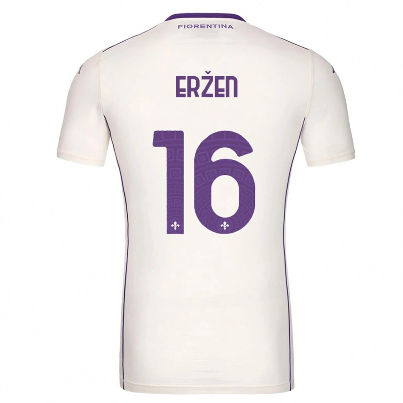 Danxen Kvinnor Kaja Eržen #16 Vit Lila Röd Bortatröja Matchtröjor 2025/26 Tröjor T-Tröja