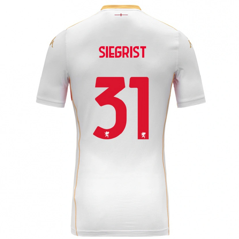 Danxen Kvinnor Benjamin Siegrist #31 Vit Röd Bortatröja Matchtröjor 2025/26 Tröjor T-Tröja
