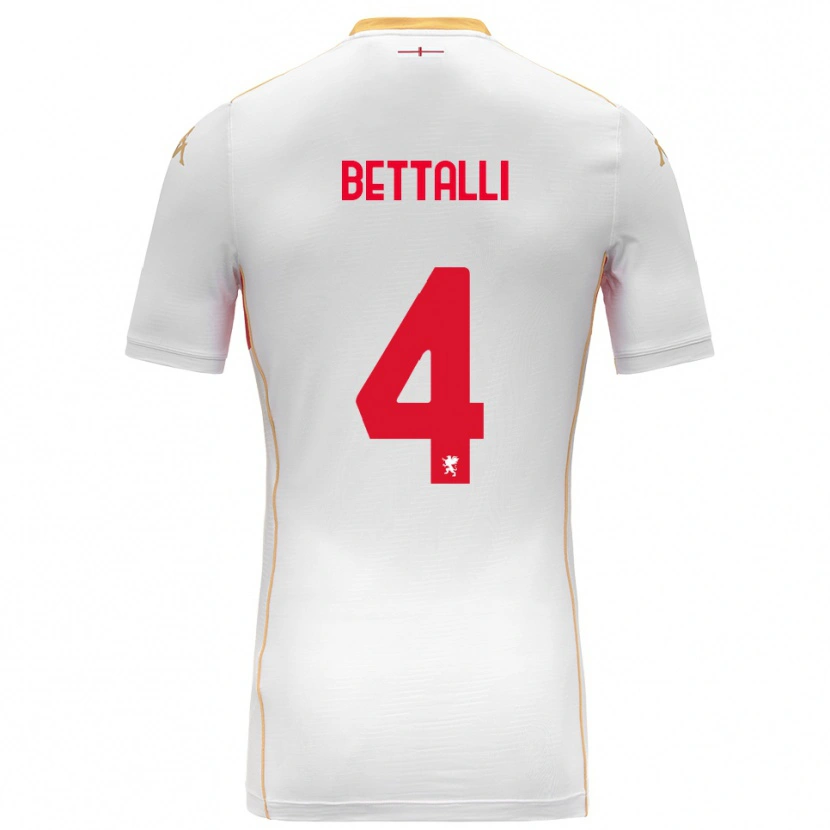 Danxen Kvinnor Giorgia Bettalli #4 Vit Röd Bortatröja Matchtröjor 2025/26 Tröjor T-Tröja