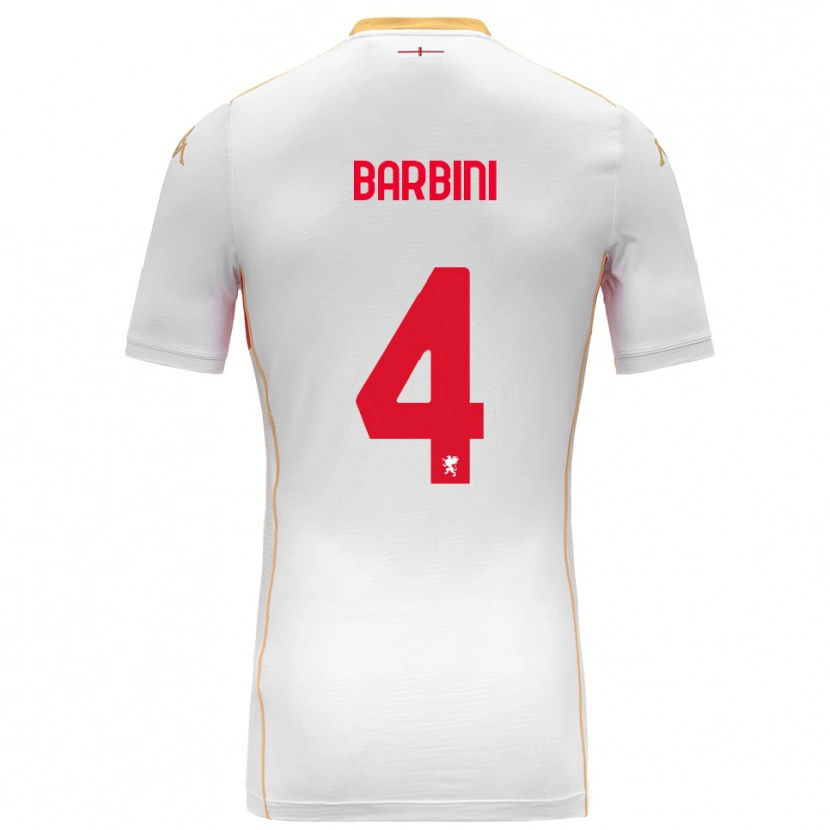 Danxen Kvinnor Matteo Barbini #4 Vit Röd Bortatröja Matchtröjor 2025/26 Tröjor T-Tröja