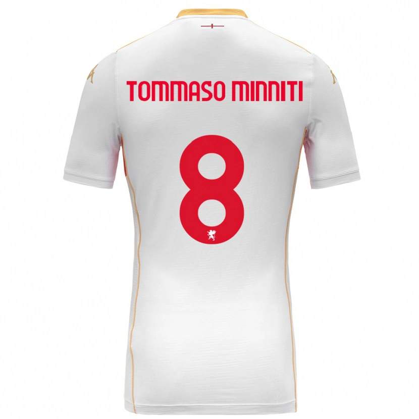 Danxen Kvinnor Giovanni Tommaso Minniti #8 Vit Röd Bortatröja Matchtröjor 2025/26 Tröjor T-Tröja