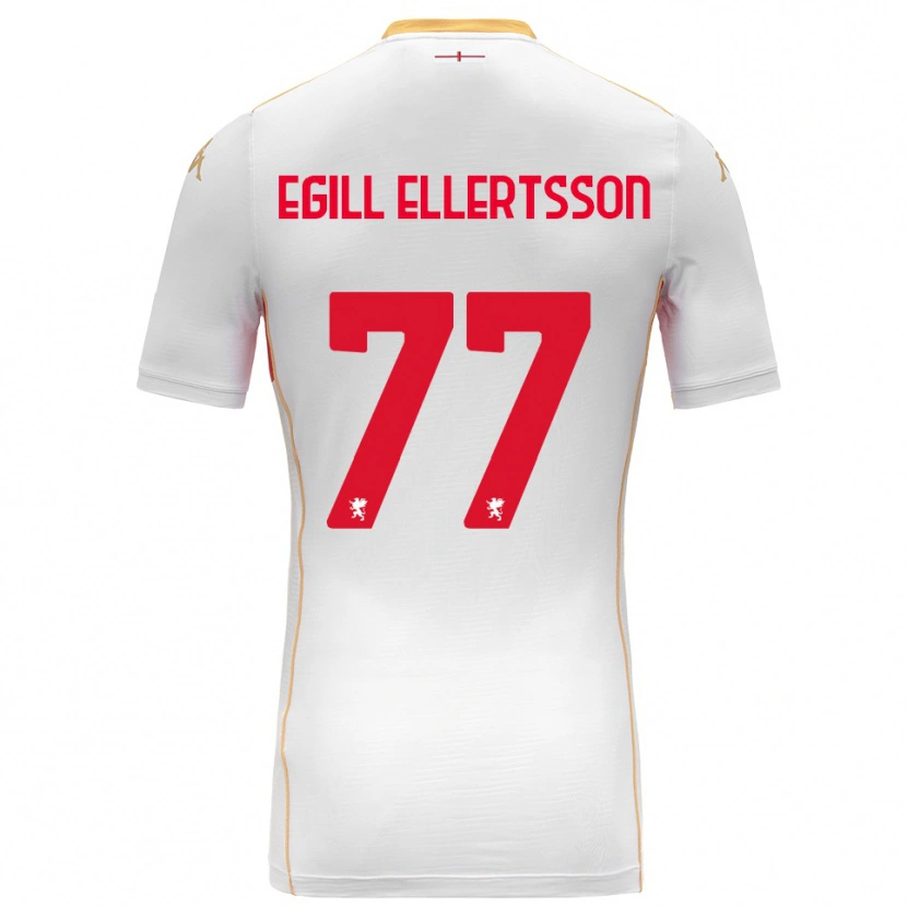 Danxen Kvinnor Mikael Egill Ellertsson #77 Vit Röd Bortatröja Matchtröjor 2025/26 Tröjor T-Tröja