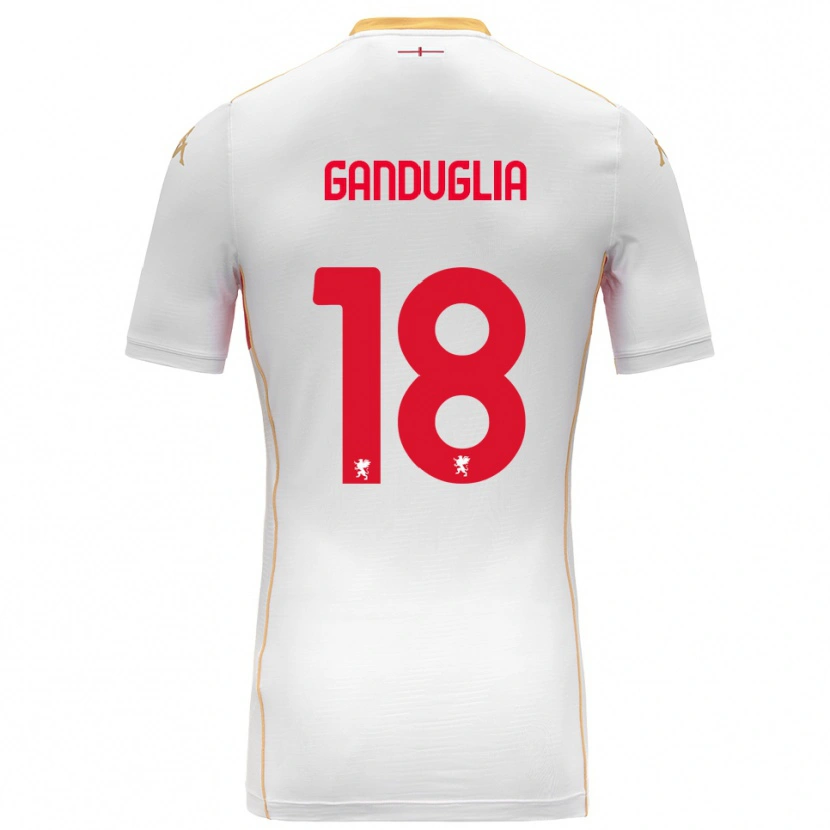 Danxen Kvinnor Luca Ganduglia #18 Vit Röd Bortatröja Matchtröjor 2025/26 Tröjor T-Tröja