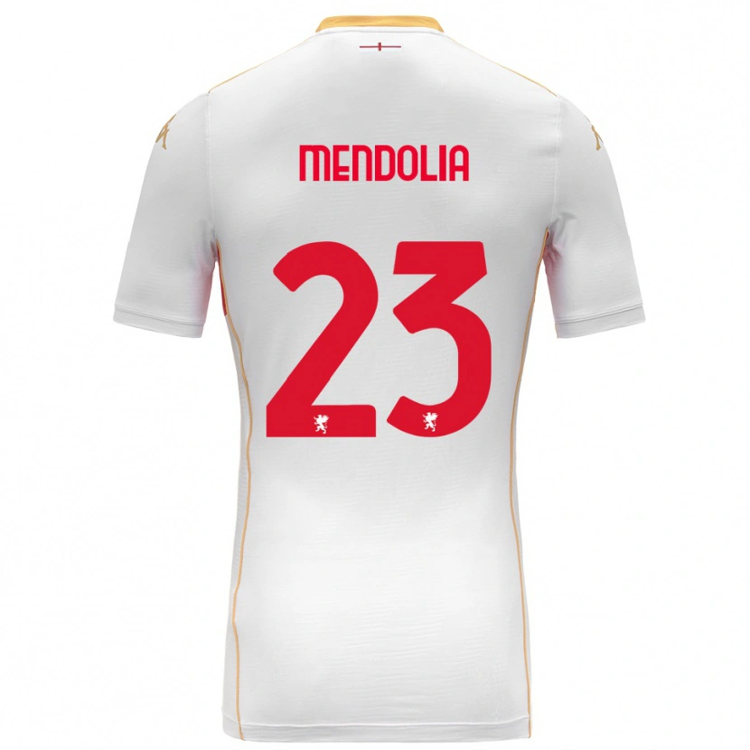 Danxen Kvinnor Mattia Mendolia #23 Vit Röd Bortatröja Matchtröjor 2025/26 Tröjor T-Tröja